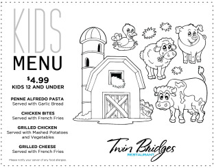Twin Bridges Restaurant Kids Menu